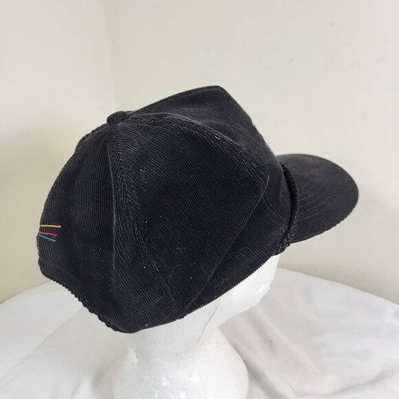 AKZO NOBEL Hat Snapback Baseball Vintage 90s Cap CORDUROY Dad Trucker Black - Picture 7 of 12